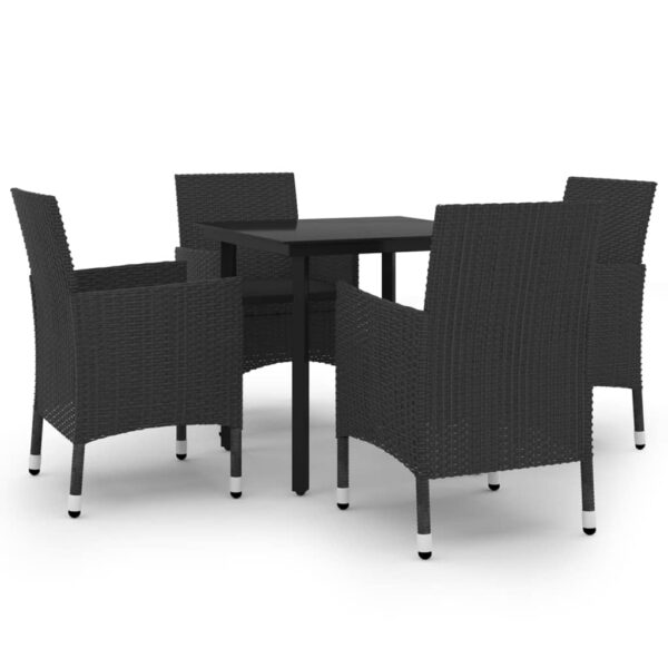 vidaXL 5 Piece Patio Dining Set with Cushions Poly Rattan and Glass - Image 2