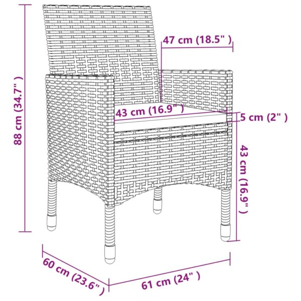 vidaXL 5 Piece Patio Dining Set with Cushions Poly Rattan and Glass - Image 7