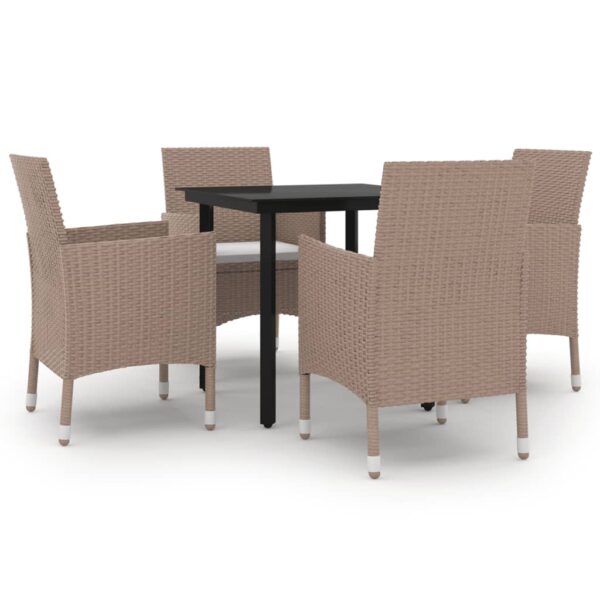 vidaXL 5 Piece Patio Dining Set with Cushions Poly Rattan and Black - Image 2