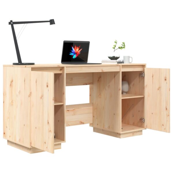 vidaXL Desk 55.1"x19.7"x29.5" Solid Wood Pine - Image 4