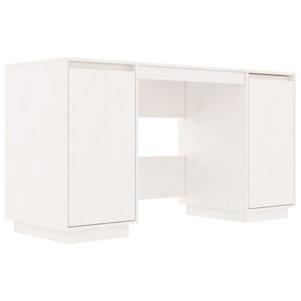 vidaXL Desk White 55.1"x19.7"x29.5" Solid Wood Pine - Image 2