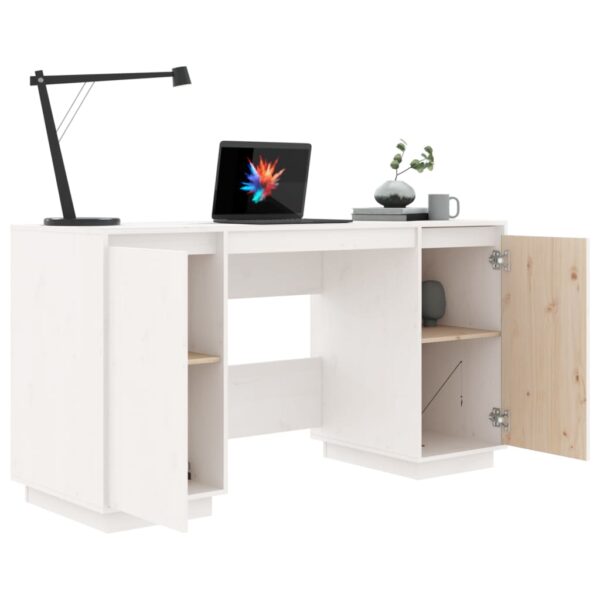 vidaXL Desk White 55.1"x19.7"x29.5" Solid Wood Pine - Image 4