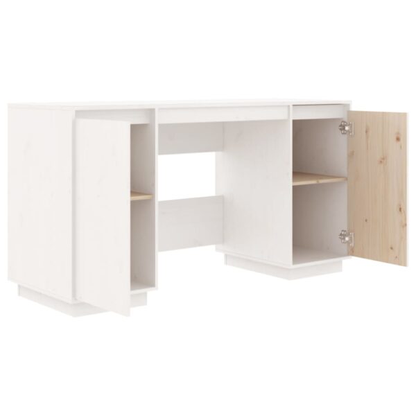 vidaXL Desk White 55.1"x19.7"x29.5" Solid Wood Pine - Image 6