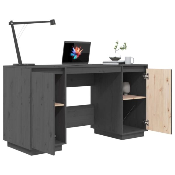 vidaXL Desk Gray 55.1"x19.7"x29.5" Solid Wood Pine - Image 4