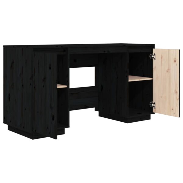 vidaXL Desk Black 55.1"x19.7"x29.5" Solid Wood Pine - Image 6