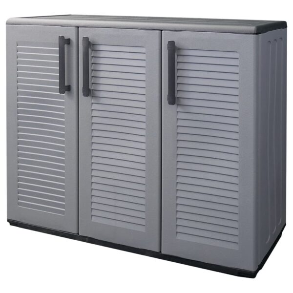 vidaXL Garden Storage Cabinet Gray and Black 40.2"x14.6"x33.1" PP - Image 2