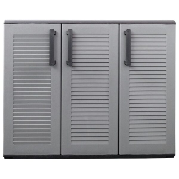 vidaXL Garden Storage Cabinet Gray and Black 40.2"x14.6"x33.1" PP - Image 4