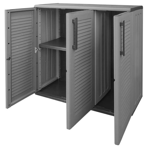 vidaXL Garden Storage Cabinet Gray and Black 40.2"x14.6"x33.1" PP - Image 7