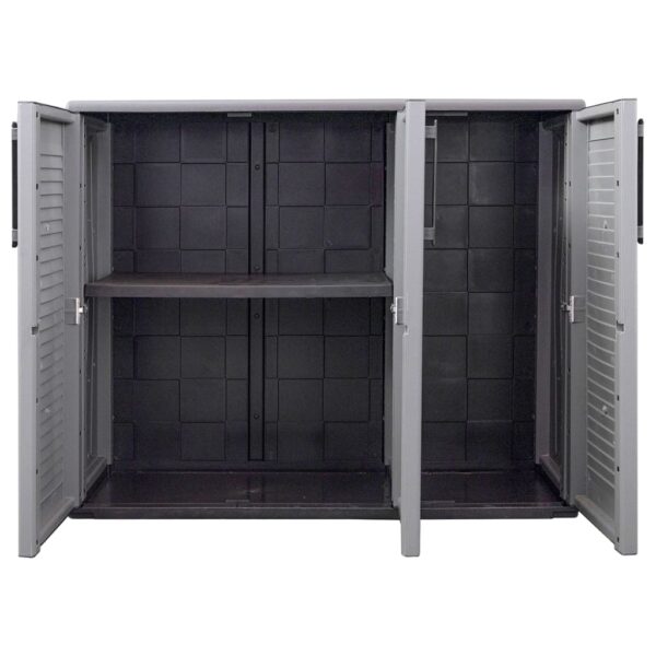 vidaXL Garden Storage Cabinet Gray and Black 40.2"x14.6"x33.1" PP - Image 8