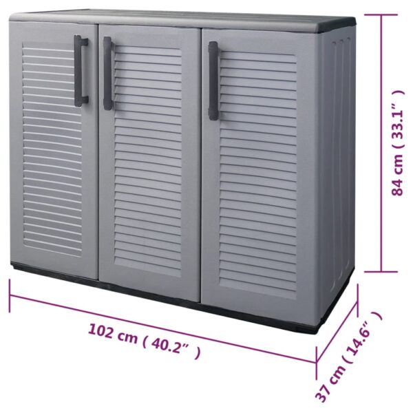 vidaXL Garden Storage Cabinet Gray and Black 40.2"x14.6"x33.1" PP - Image 9