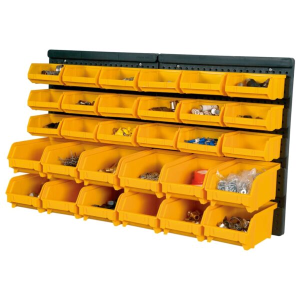 vidaXL 32 Piece Storage Bin Kit with Wall Panels Yellow and Black - Image 2