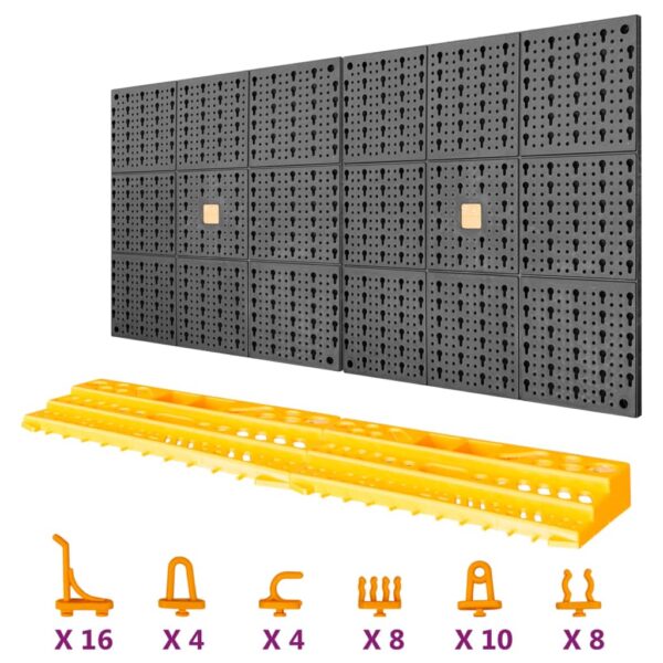 vidaXL Tool Wall 19.7"x39.4" 50 Hooks PP - Image 2