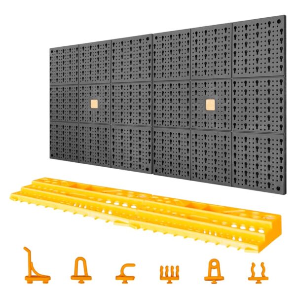 vidaXL Tool Wall 19.7"x39.4" 50 Hooks PP - Image 3