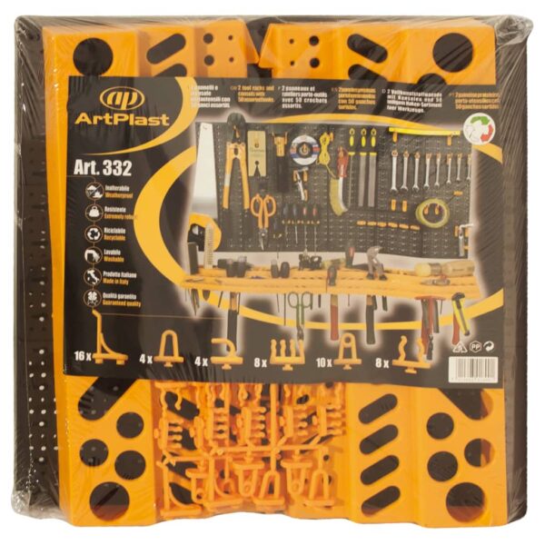 vidaXL Tool Wall 19.7"x39.4" 50 Hooks PP - Image 6