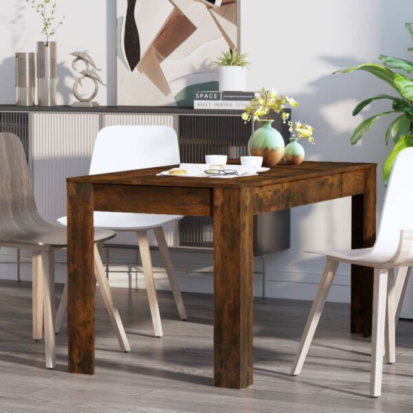 vidaXL Dining Table Smoked Oak 55.1"x29.3"x29.9" Engineered Wood - Image 5