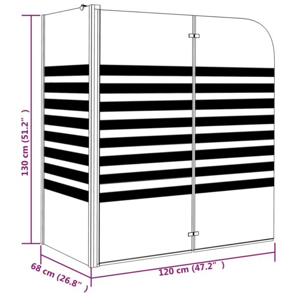 vidaXL Stripe Bath Enclosure 47.2"x26.8"x51.2" Tempered Glass - Image 9