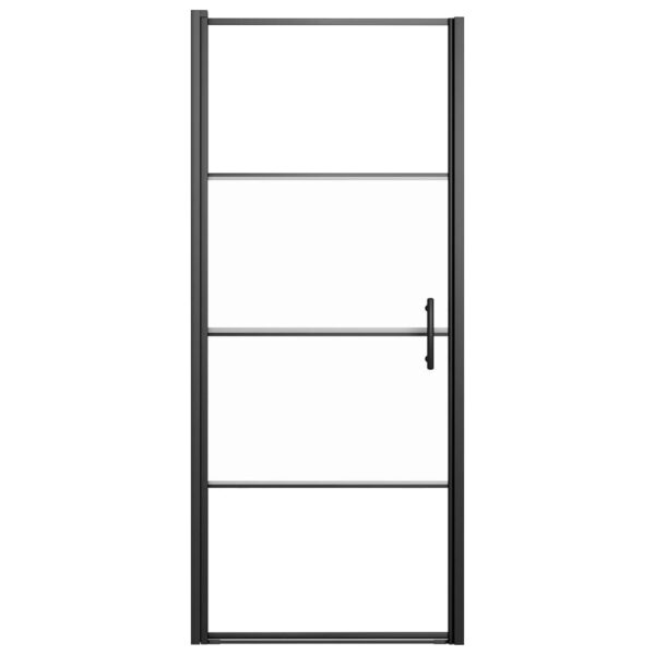 vidaXL Shower Door 31.9"x76.8" Half Frosted Tempered Glass Black - Image 3