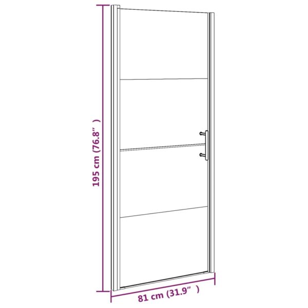 vidaXL Shower Door 31.9"x76.8" Half Frosted Tempered Glass Black - Image 7