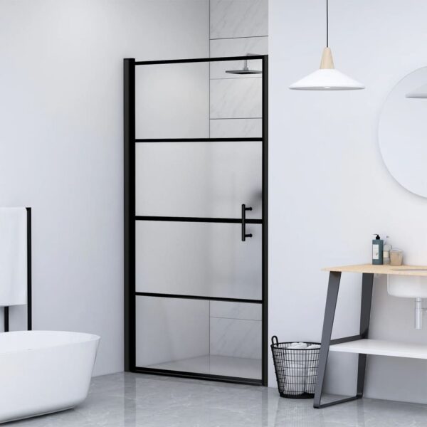 vidaXL Shower Door 31.9"x76.8" Half Frosted Tempered Glass Black