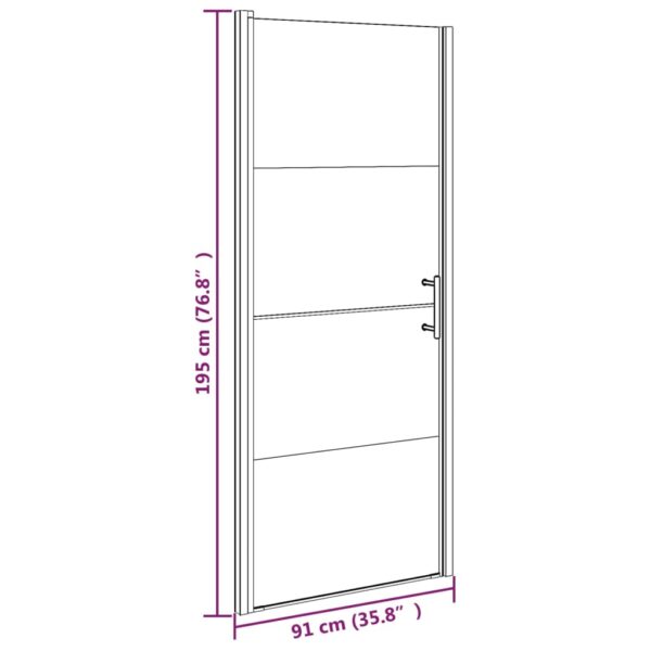 vidaXL Shower Door 35.8"x76.8" Half Frosted Tempered Glass Black - Image 7