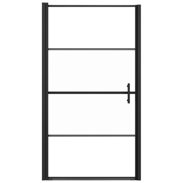 vidaXL Shower Door 39.4"x70.1" Half Frosted Tempered Glass Black - Image 3