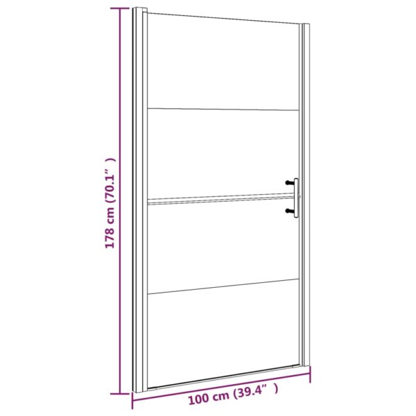 vidaXL Shower Door 39.4"x70.1" Half Frosted Tempered Glass Black - Image 7