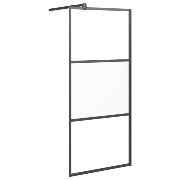 vidaXL Walk-in Shower Wall 31.5"x76.8" Half Frosted ESG Glass Black - Image 2