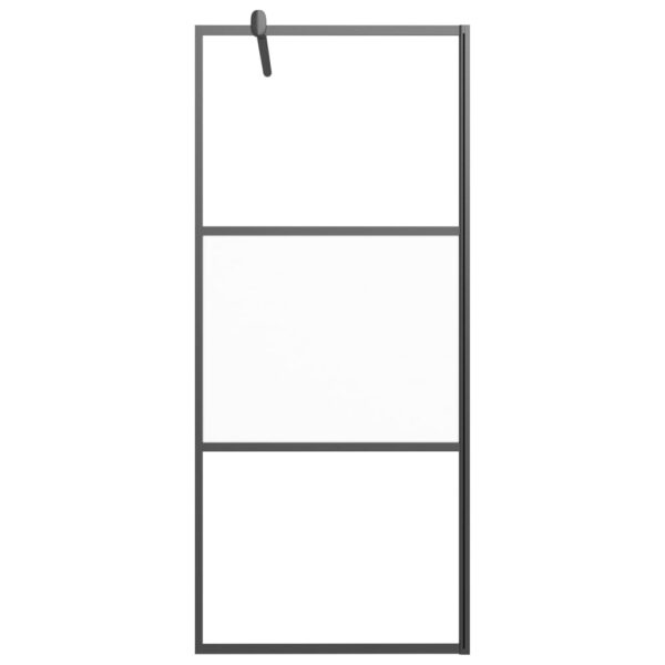 vidaXL Walk-in Shower Wall 31.5"x76.8" Half Frosted ESG Glass Black - Image 3