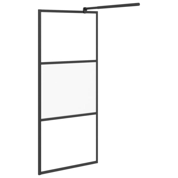 vidaXL Walk-in Shower Wall 31.5"x76.8" Half Frosted ESG Glass Black - Image 4