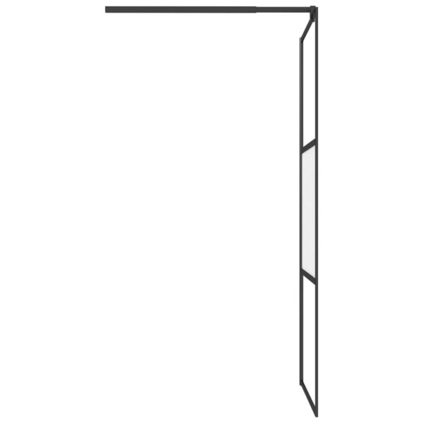 vidaXL Walk-in Shower Wall 31.5"x76.8" Half Frosted ESG Glass Black - Image 5