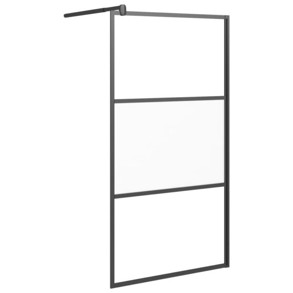 vidaXL Walk-in Shower Wall 39.4"x76.8" Half Frosted ESG Glass Black - Image 2