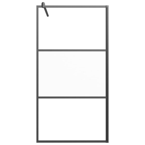 vidaXL Walk-in Shower Wall 39.4"x76.8" Half Frosted ESG Glass Black - Image 3