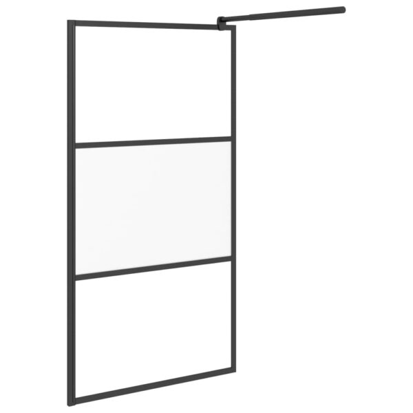 vidaXL Walk-in Shower Wall 39.4"x76.8" Half Frosted ESG Glass Black - Image 4