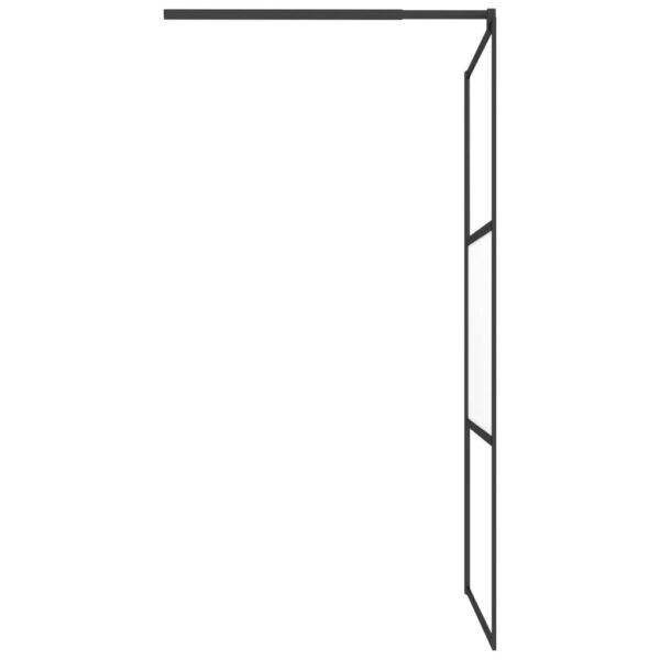 vidaXL Walk-in Shower Wall 39.4"x76.8" Half Frosted ESG Glass Black - Image 5