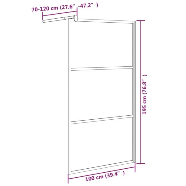 vidaXL Walk-in Shower Wall 39.4"x76.8" Half Frosted ESG Glass Black - Image 7