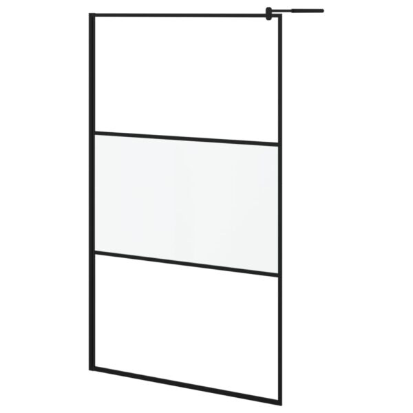 vidaXL Walk-in Shower Wall 45.3"x76.8" Half Frosted ESG Glass Black - Image 2