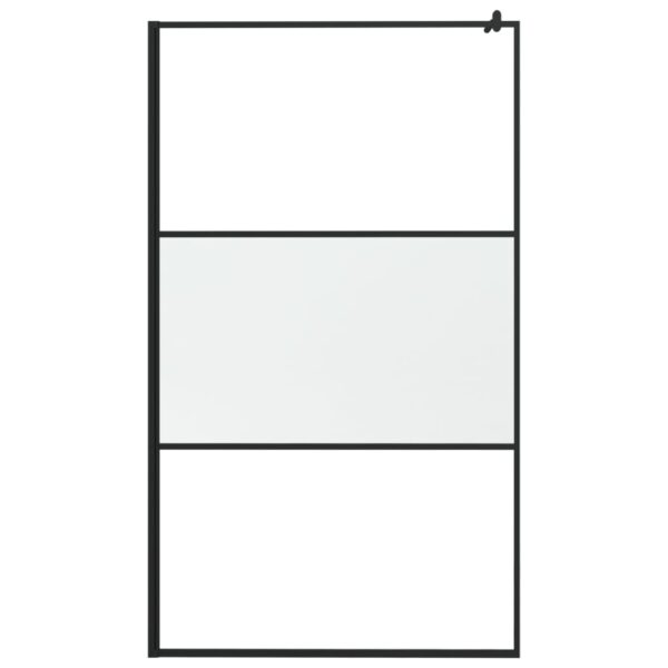 vidaXL Walk-in Shower Wall 45.3"x76.8" Half Frosted ESG Glass Black - Image 3