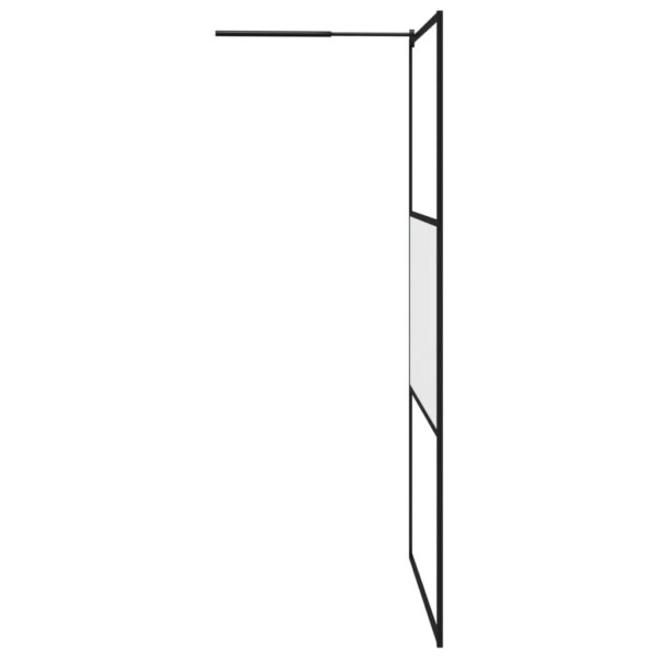 vidaXL Walk-in Shower Wall 45.3"x76.8" Half Frosted ESG Glass Black - Image 4