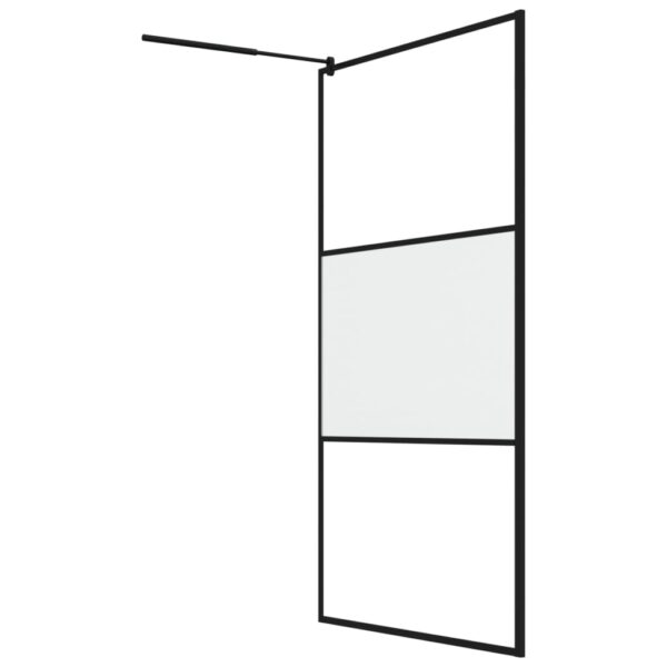 vidaXL Walk-in Shower Wall 45.3"x76.8" Half Frosted ESG Glass Black - Image 5