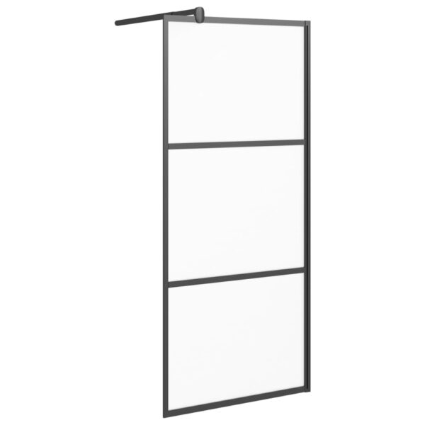 vidaXL Walk-in Shower Wall 31.5"x76.8" Frosted ESG Glass Black - Image 2