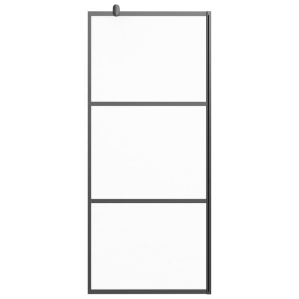 vidaXL Walk-in Shower Wall 31.5"x76.8" Frosted ESG Glass Black - Image 3