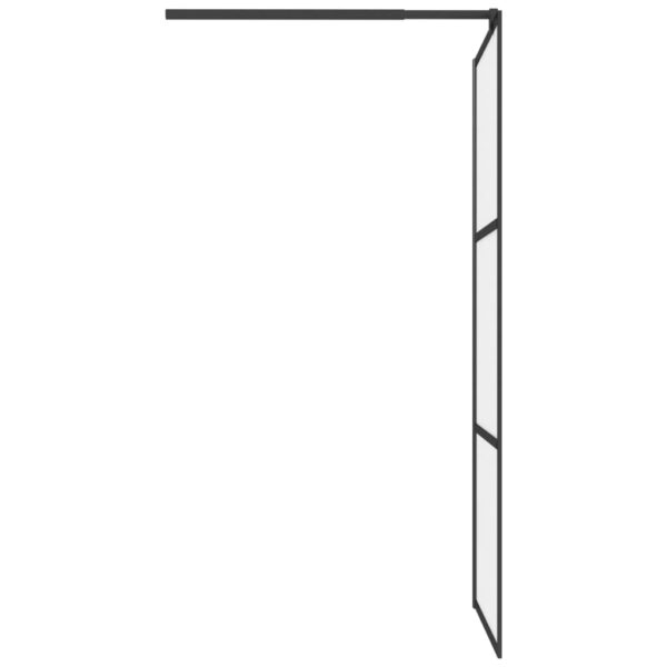 vidaXL Walk-in Shower Wall 31.5"x76.8" Frosted ESG Glass Black - Image 5