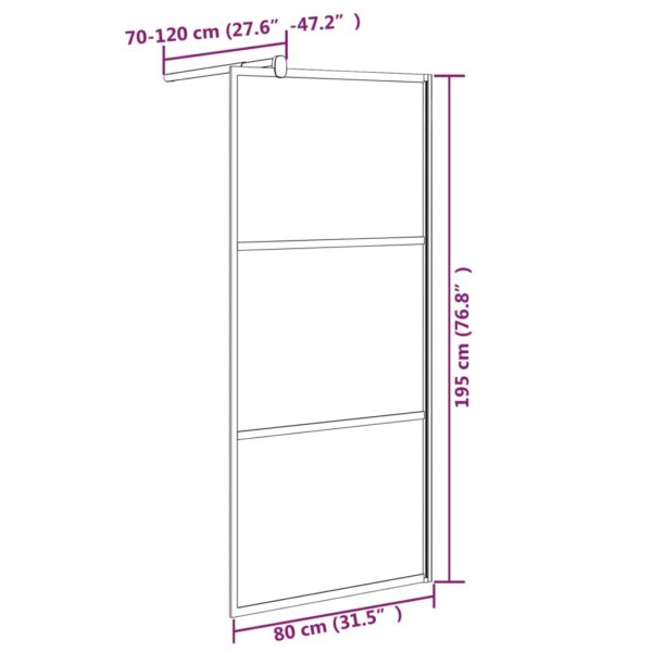 vidaXL Walk-in Shower Wall 31.5"x76.8" Frosted ESG Glass Black - Image 7