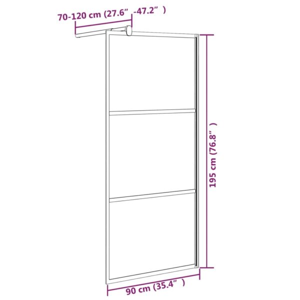 vidaXL Walk-in Shower Wall 35.4"x76.8" Frosted ESG Glass Black - Image 7