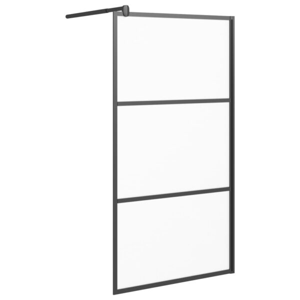 vidaXL Walk-in Shower Wall 39.4"x76.8" Frosted ESG Glass Black - Image 2