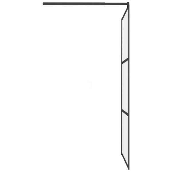 vidaXL Walk-in Shower Wall 39.4"x76.8" Frosted ESG Glass Black - Image 5