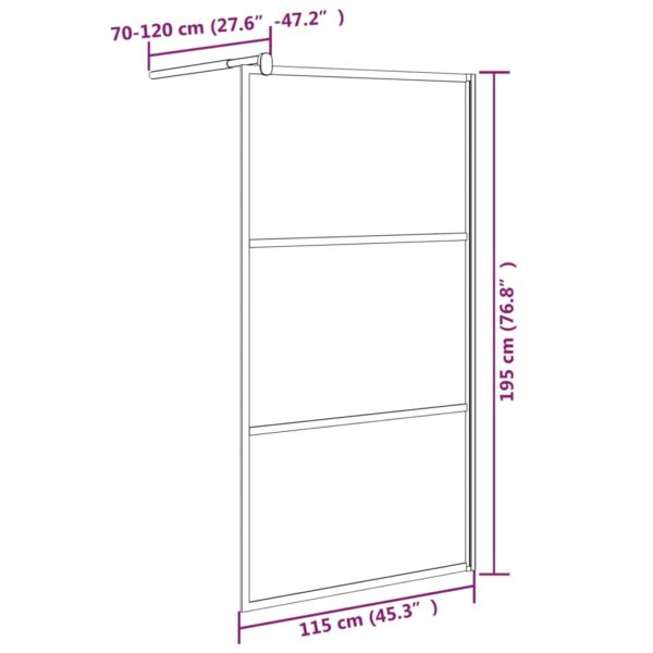 vidaXL Walk-in Shower Wall 45.3"x76.8" Frosted ESG Glass Black - Image 7