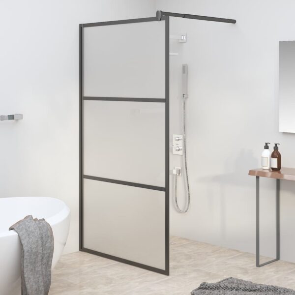 vidaXL Walk-in Shower Wall 45.3"x76.8" Frosted ESG Glass Black