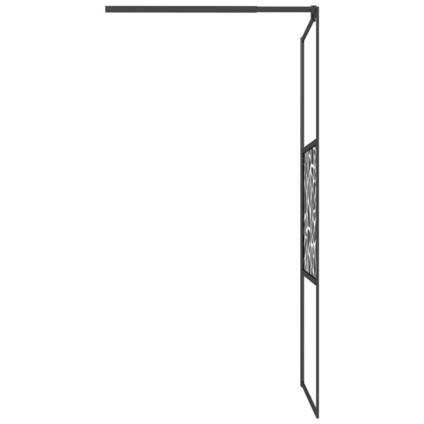 vidaXL Walk-in Shower Wall 31.5"x76.8" ESG Glass with Stone Design Black - Image 5