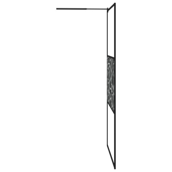 vidaXL Walk-in Shower Wall 45.3"x76.8" ESG Glass with Stone Design Black - Image 4